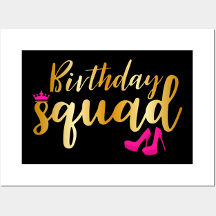 Birthday Squad Gold Party Funny Gift Pink Shoe Posters and Art